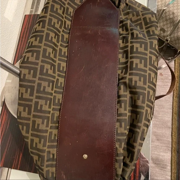 FENDI Large Zucca Canvas Duffle Weekender Tote Bag Black Brown - Picture 15 of 16